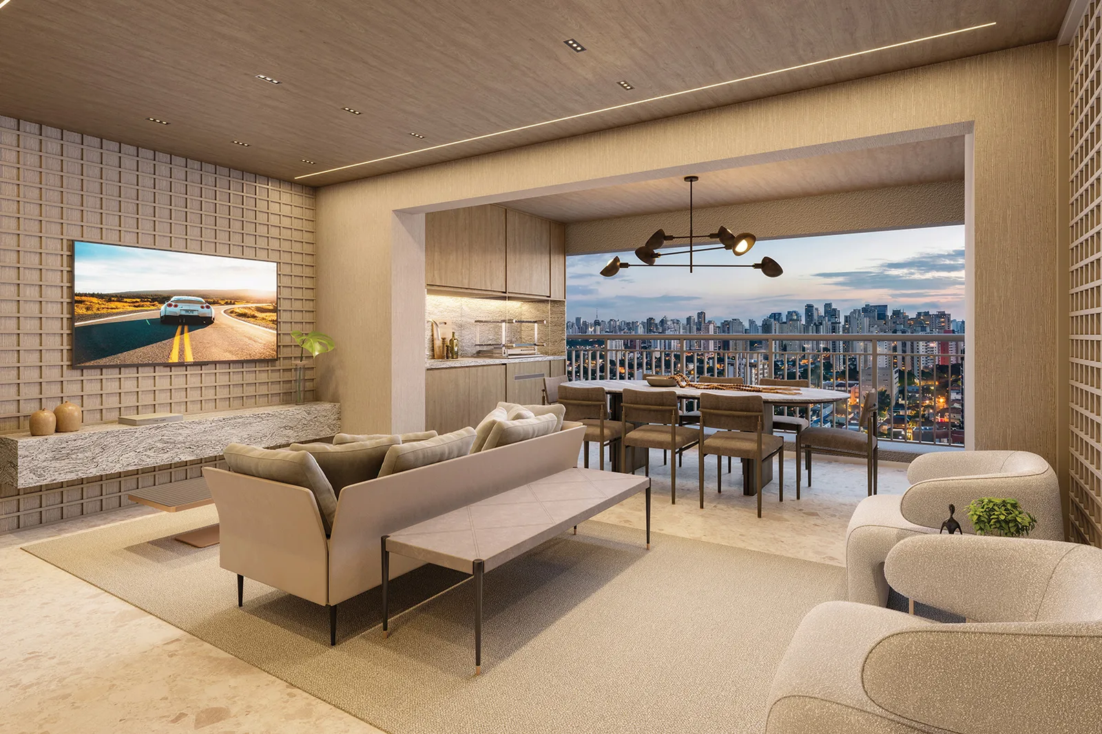 Living do apartamento de 100 m²