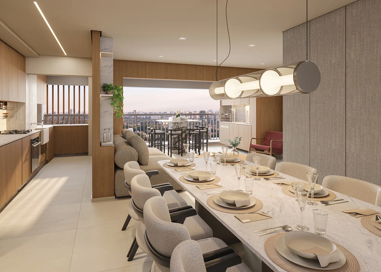 Living do apartamento de 87 m²