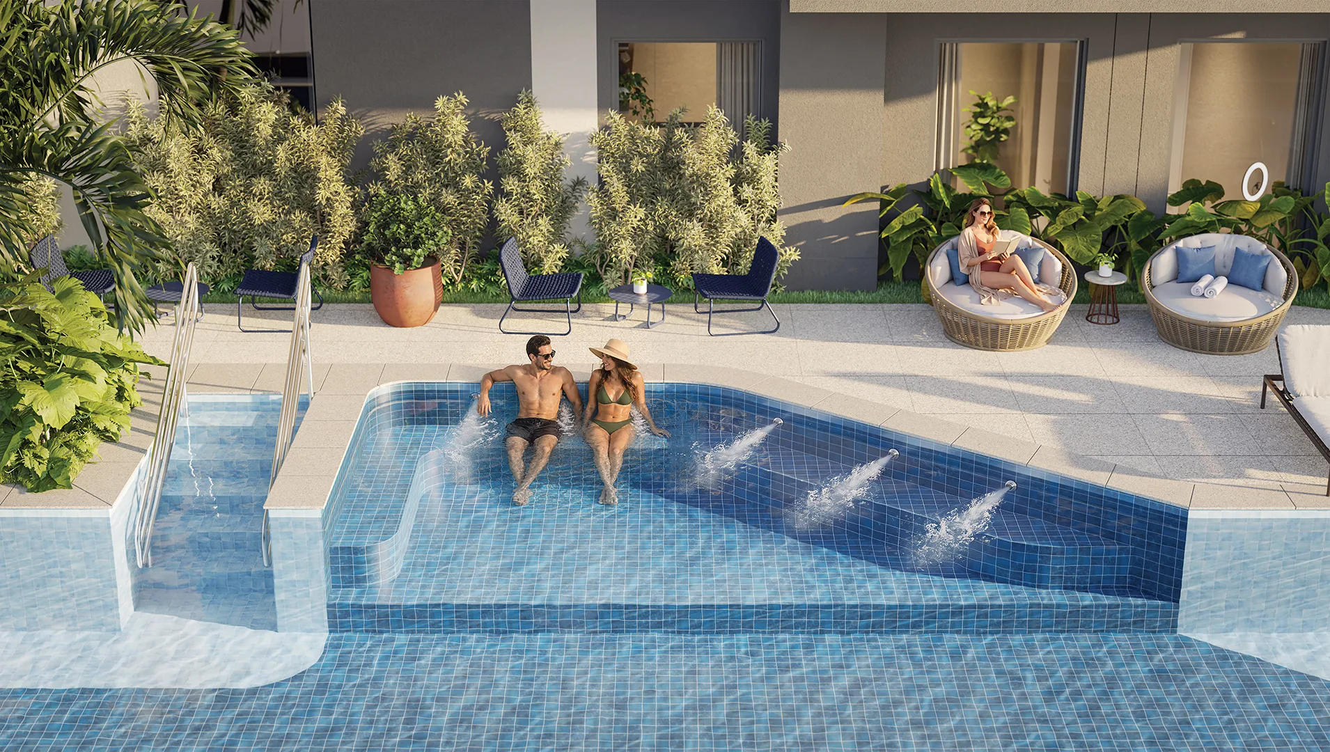 Aqua spa integrado à piscina