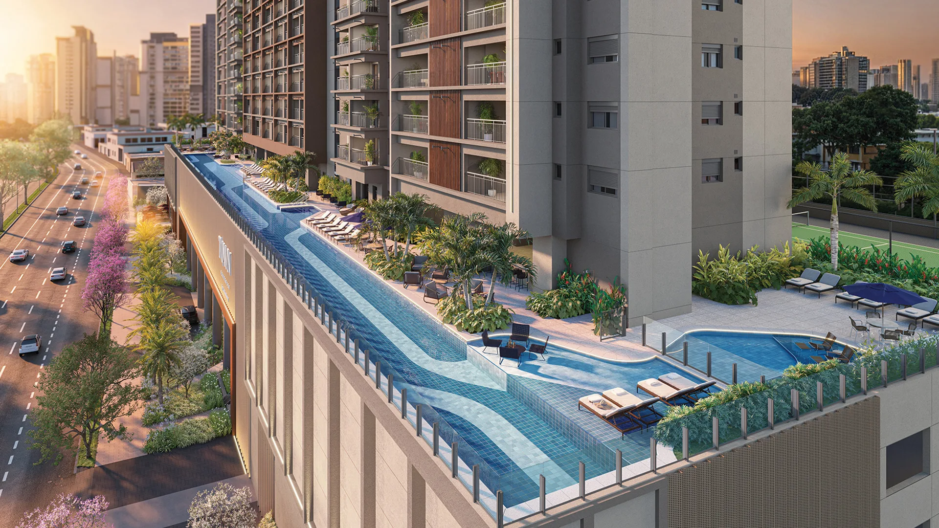 Perspectiva ilustrada do Town Residences by Lindenberg