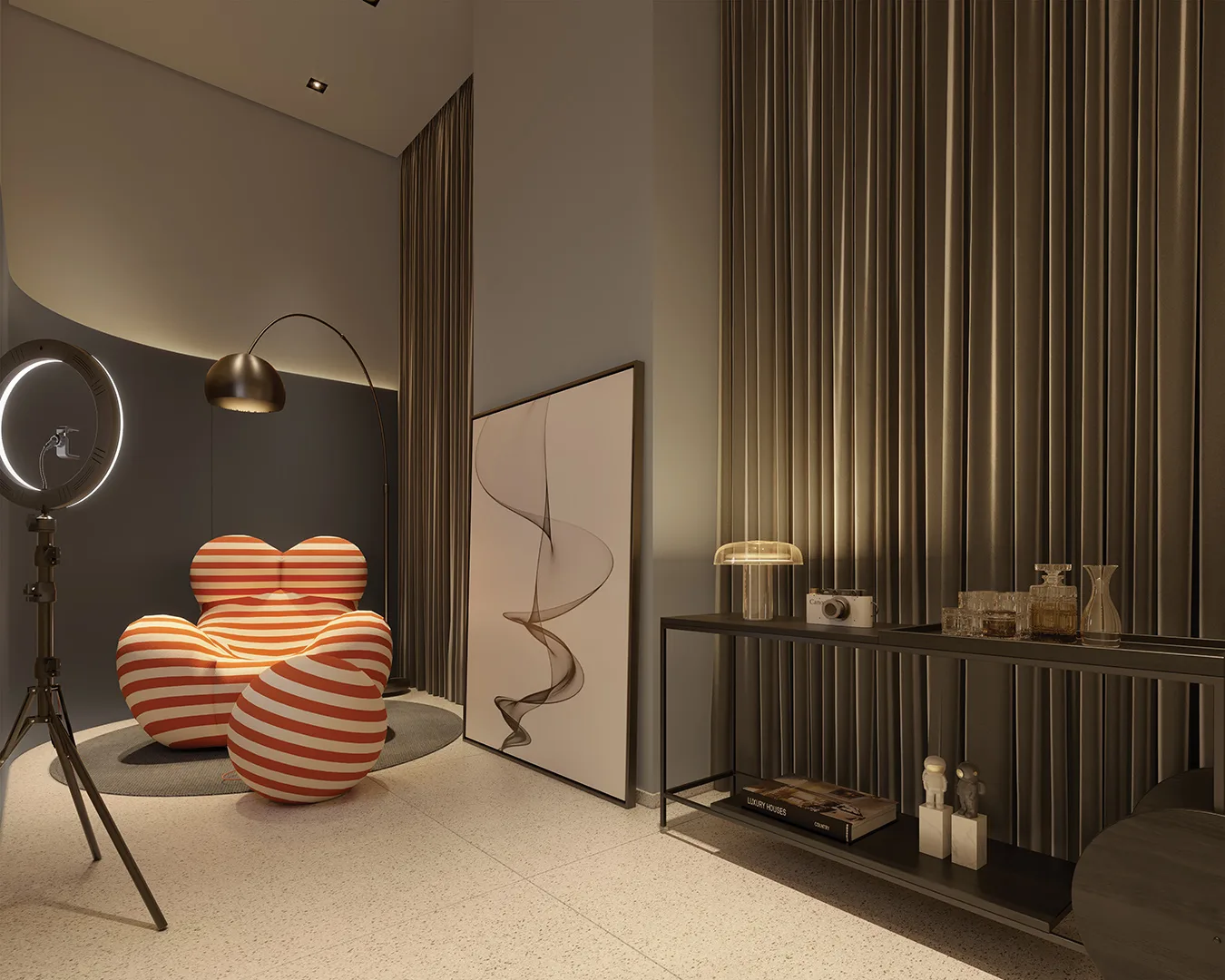 Influencer studio com a poltrona La Mamma UP5 de Gaetano Pesce