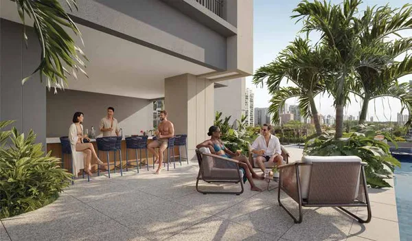 Pool bar com vista para a piscina