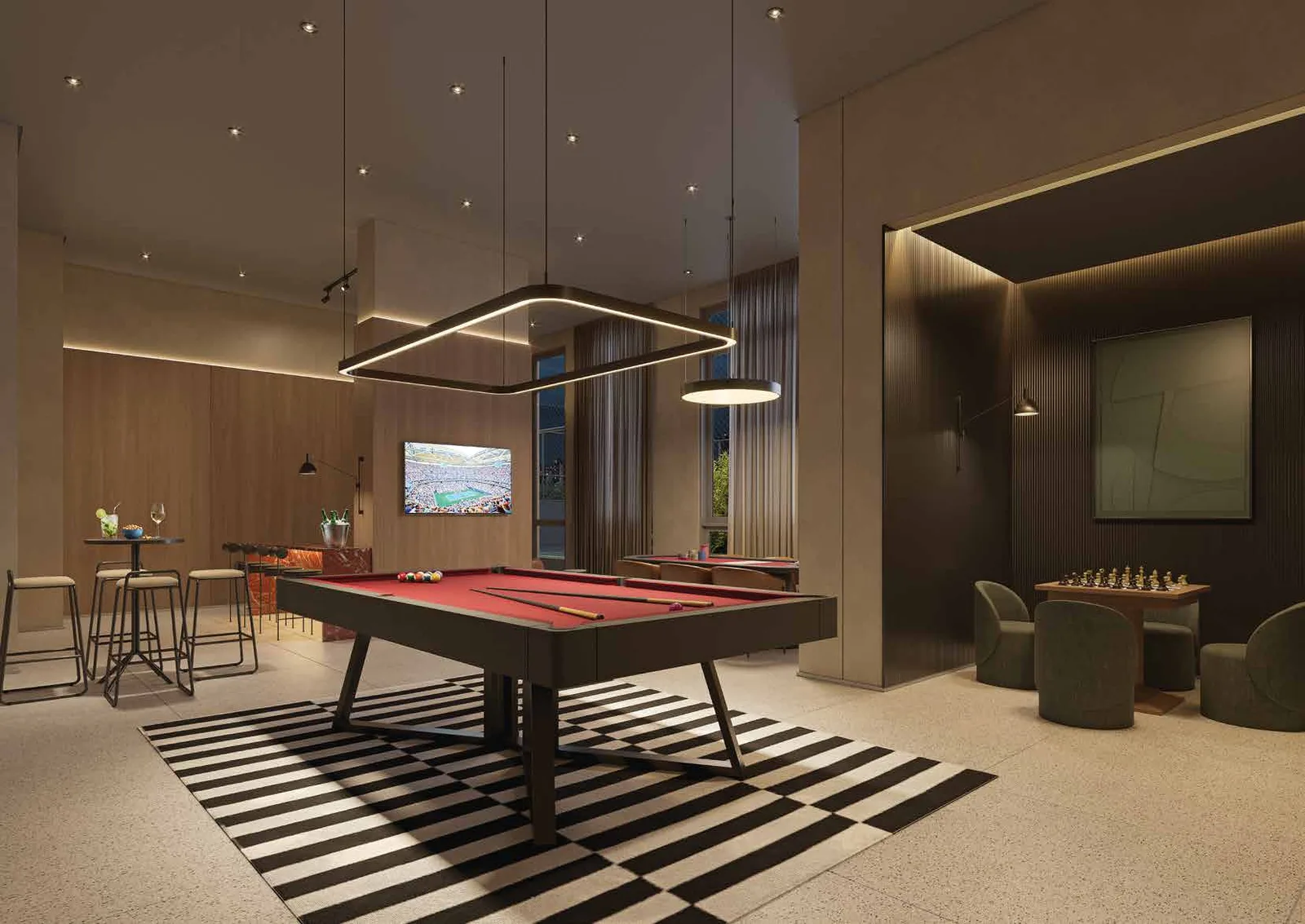 Sports bar com sinuca