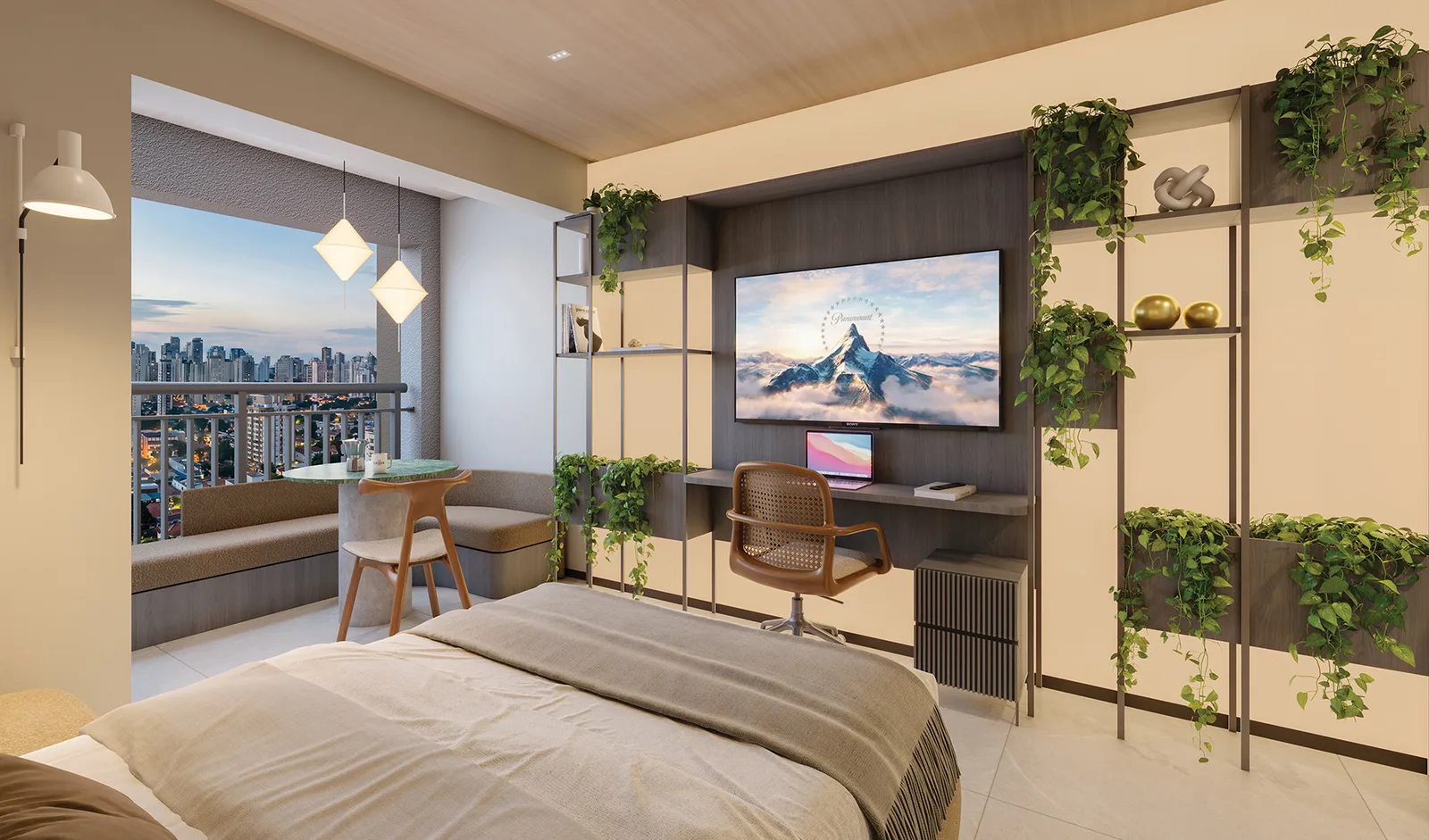 Studio de 28 m² com vista para a cidade